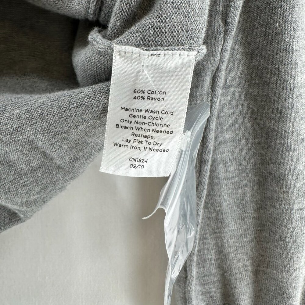 Talbots Cardigan Sweater Womens L Button Up V-Neck Ruffle Placket 4-Pocket Gray - Picture 10 of 12